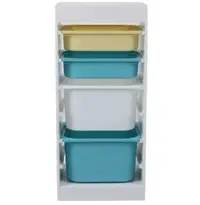 Organizator din PAL pentru copii Ginger Home Toy Shelf pentru jucarii si accesorii cu 4 cutii,40,8x30x90,3 cm