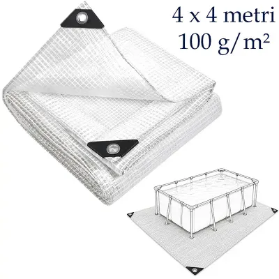 Prelata Transparenta pentru Piscina Supraterana 4x4 m, Armata, 100 g/mp