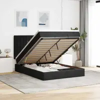 Gossi cadru de pat otoman cu saltele, catifea neagra 140x190cm