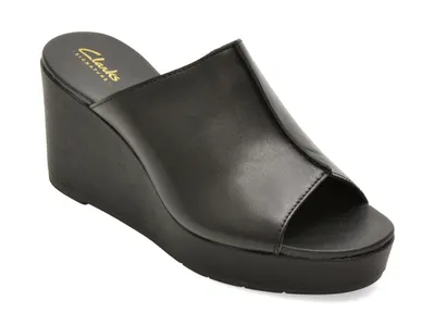 Papuci CLARKS negri, SABINA MULE, din piele naturala