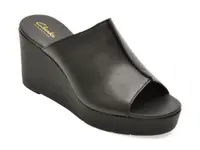 Papuci CLARKS negri, SABINA MULE, din piele naturala