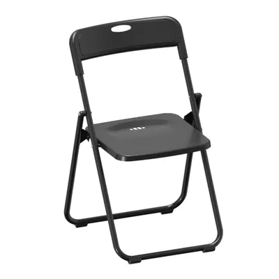 HOMCOM Set de 6 scaune pliabile din plastic cu spătar curbat, design cu ventilație, structură din oțel 48,5x47x75 cm Negru | Aosom Romania