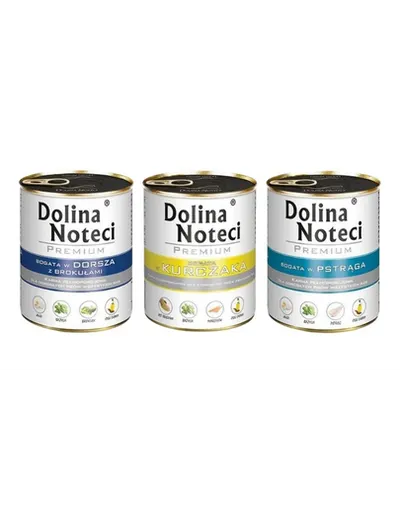 DOLINA NOTECI Premium mix arome 30x800 g set hrană câini (pui, cod cu broccoli, păstrăv)