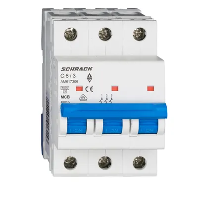 Intreruptor automat modular (MCB) AMPARO 6kA, C 6A, 3-poli