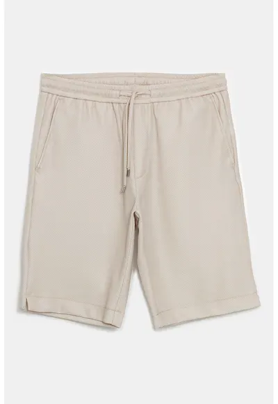 Bermude sport slim-fit cu talie ajustabila - Bej deschis