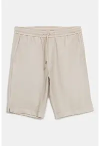 Bermude sport slim-fit cu talie ajustabila - Bej deschis