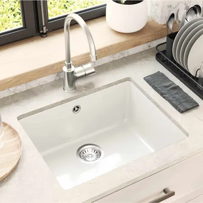 vidaXL Chiuvetă 80% Quartz și 20% Rășină 530 x 460 mm Alb