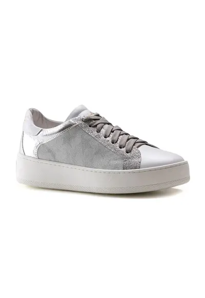 Pantofi sport de piele intoarsa cu imprimeu cu stele - Argintiu