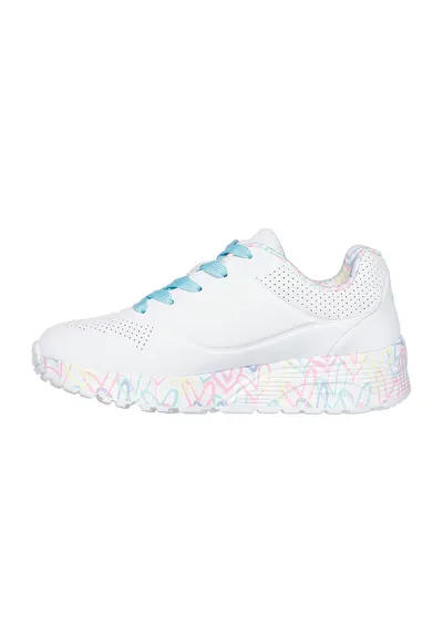 Pantofi sport de piele ecologica Uno Lite - Lovely Luv - Alb/Albastru deschis