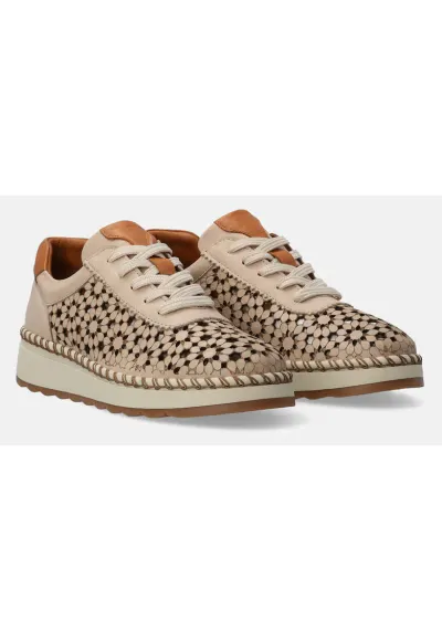 Pantofi sport din piele cu perforatii decorative