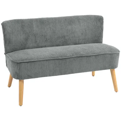 HOMCOM Canapea 2 Locuri Tapițată, Lemn, Poliester Catifelat, Spumă, 117 x 56,5 x 77 cm, Gri | Aosom Romania