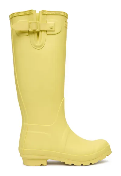 Cizme de cauciuc pentru femei - galbene - stil de ploaie - slip on - material textil - Galben