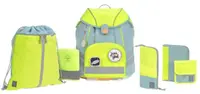 Ghiozdan școlar cu accesorii Lassig - Unique, Blue neon, 7 piese