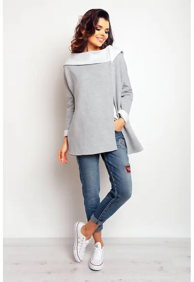 Cardigan lejer din bumbac tip trening - - Gri