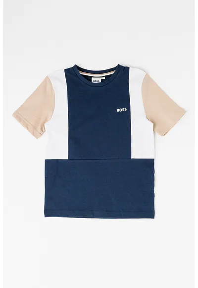 Tricou lejer din bumbac - Alb/Bleumarin