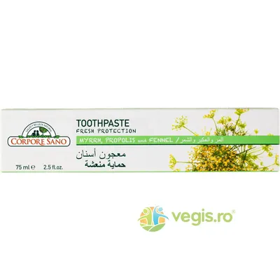 Pasta de Dinti cu Smirna, Propolis si Fenicul fara Fluor pentru Protectie si Prospetime 75ml
