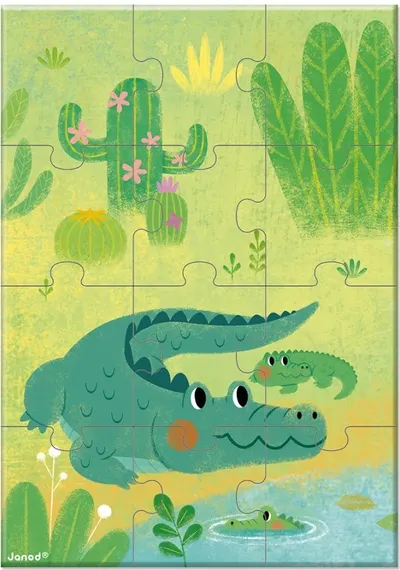 Puzzle de buzunar pentru copii Janod - Crocodile