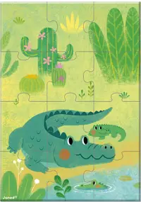 Puzzle de buzunar pentru copii Janod - Crocodile