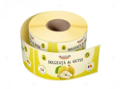 Etichete personalizate pentru borcane, Dulceata gutui, 54x144 mm, 500 etichete rola