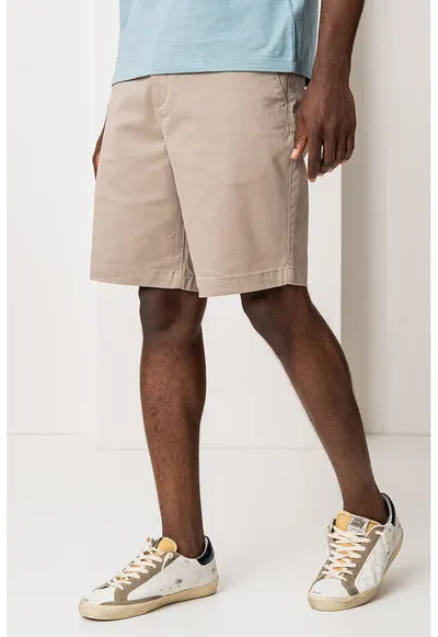 Pantaloni scurti uni din amestec de bumbac - Maro nisip