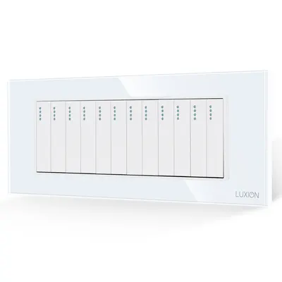 Intrerupator Mecanic 12 Posturi LUXION cu Rama din Sticla, Standard Italian, 6M