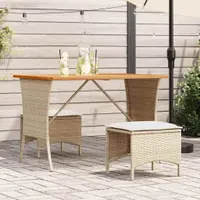 Gossi masa de gradina cu blat din lemn de salcam bej poly rattan