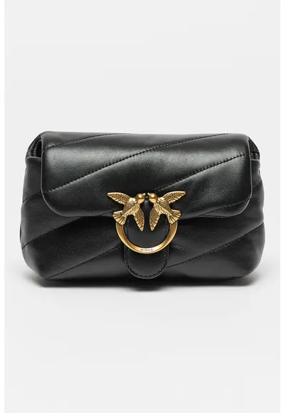 Geanta crossbody de piele Love Puff Baby - Negru