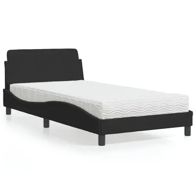 vidaXL Pat cu saltea, Dover, negru, 100x200 cm, catifea