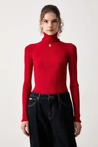 Elisabetta Franchi pulover cu guler înalt pentru femei cu vâscoză