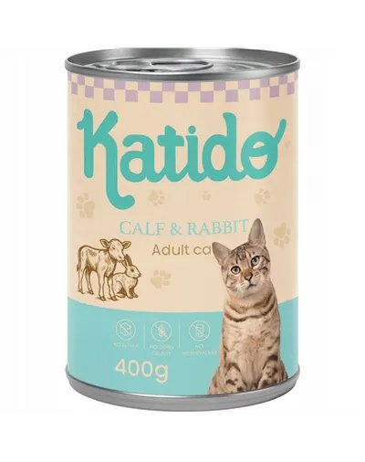 KATIDO Adult Cat Veal and Rabbit 400 g vițel și iepure cu ulei de somon hrană pisici