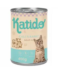 KATIDO Adult Cat Veal and Rabbit 400 g vițel și iepure cu ulei de somon hrană pisici