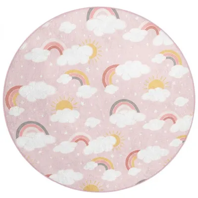 Covor pentru copii roz lavabil ø150 cm Rainbow World – Mila Home