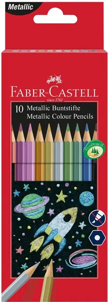 Creioane de culoare Faber-Castell - 10 culori metalice