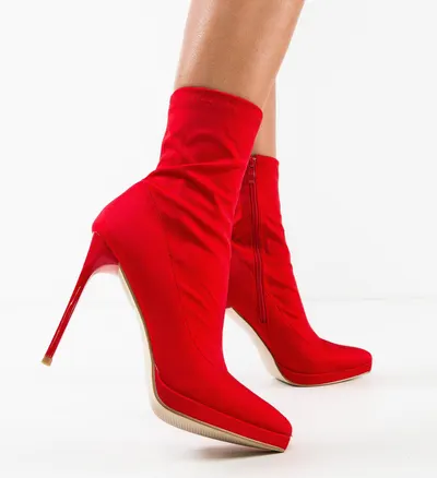 Botine dama Scarl Rosii