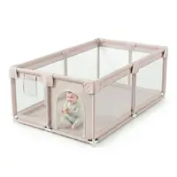 Tarc de joaca copii, Primabobo, Luna, 153 x 183 cm, Pliere compacta, Din plasa, Cu intrare laterala si buzunar pentru depozitare, Ancorare cu ventuze pentru stabilitate, Bej