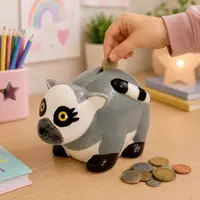 Pușculiță din ceramică, Deluxebase, model lemur gri
