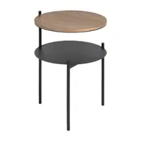Noptieră neagră/în culoare naturală închisă cu blat cu aspect de lemn de nuc Tu – noo.ma