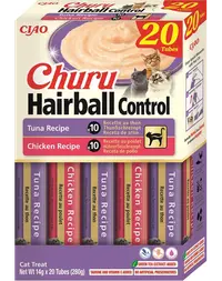INABA Churu Cat Hairball 20x14g gustare crema pentru pisica, pentru ghemotoacele de blana