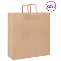 Gossi pungi de hartie 250 buc cu manere maro 45x17x48 cm