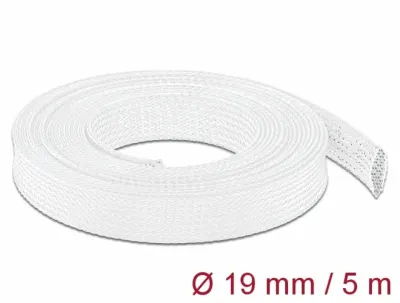 Plasa pentru organizarea cablurilor 5m x 19mm alb, Delock 20695