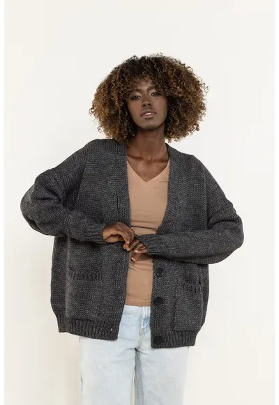 Cardigan dama A756 - Nylon - Graphite