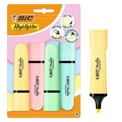 Set 4 evidentiatoare cu varf modular, Bic, Pastel