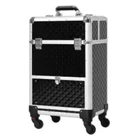 HOMCOM Valiză trolley machiaj geantă cosmetică vanity mâner telescopic reglabil 34L x 25l x 62H cm alu. negru | Aosom Romania