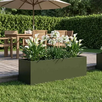 vidaXL Vază pentru Grădină Verde măsliniu 80 x 30 x 30 cm