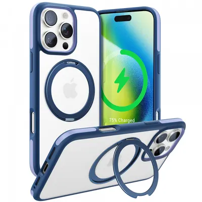 Husa MagSafe pentru Apple iPhone 16 Pro, Torras, Ostand R Fusion, Bleumarin