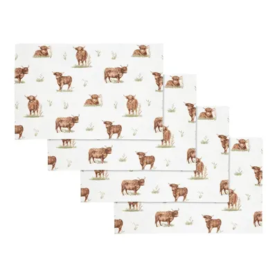 Suporturi pentru farfurii 4 buc. din bumbac 30x46 cm Angus Highland Cow – Catherine Lansfield