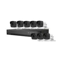 Sistem supraveghere exterior basic HikVision, 8 camere, 5 MP, IR 30 m, 2.8 mm, microfon