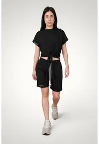 Set vara pentru femei - Casual - Bumbac Premium - Tricou ajustabil + Pantaloni scurti - Negru