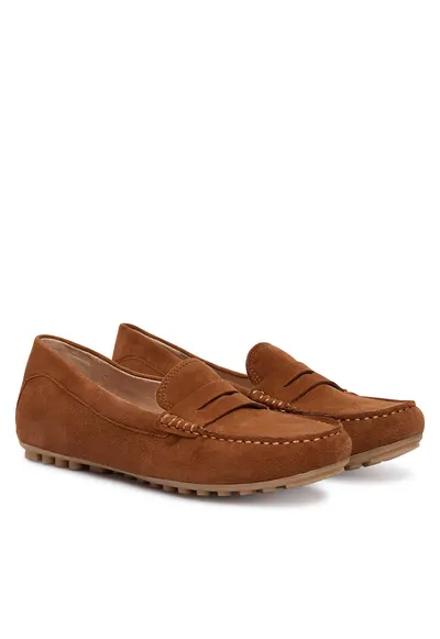 Mocasini dama - piele intoarsa - elegant - maro