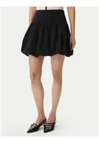 Fusta mini - neagra - material sintetic - talie elastica - casual
